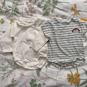 Zara Baby Onesie - Cream with Gray Accents